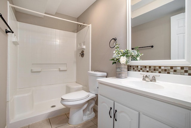 6061 Equestrian Woods Ct, Kalamazoo, MI 49009 - full bath featuring vanity, a shower, tile patterned flooring, and decorative backsplash