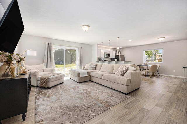 374 Lotz Ct, Wayland, MI 49348 - living area featuring light wood finished floors and recessed lighting