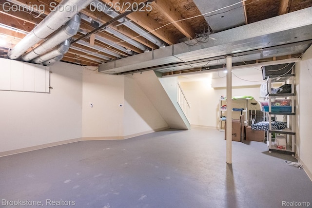 646 Alan Dr, Lake Orion, MI 48362 - basement featuring stairs and baseboards