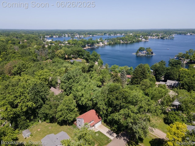 646 Alan Dr, Lake Orion, MI 48362 - drone / aerial view of a large body of water and a heavily wooded area