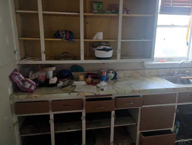 1507 Barnard St, Saginaw, MI 48602 - kitchen with light countertops and open shelves