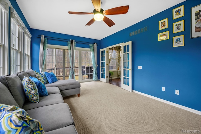 1249 Lasalle Rd, Canton, MI 48187 - carpeted living area featuring baseboards and ceiling fan