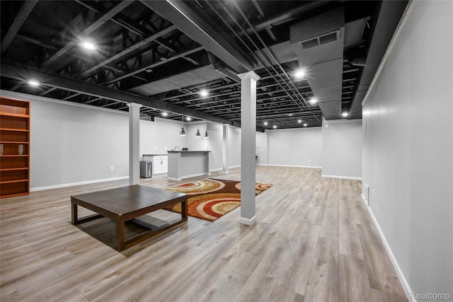 1249 Lasalle Rd, Canton, MI 48187 - finished below grade area with baseboards and light wood-style floors