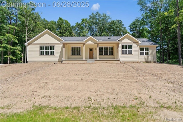 917 Chickasaw Dr, Mason, MI 48854 - view of front of house with covered porch and dirt driveway