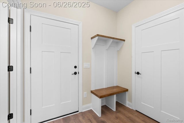 917 Chickasaw Dr, Mason, MI 48854 - mudroom with dark wood-style floors and baseboards