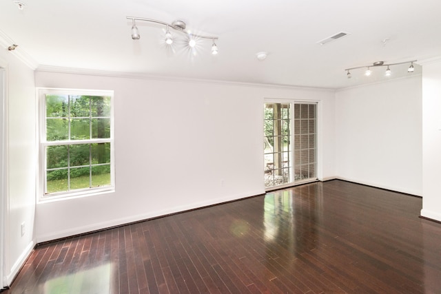 3046 Barclay Way, Ann Arbor, MI 48105 - spare room with crown molding, wood finished floors, and rail lighting