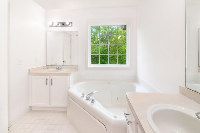 3046 Barclay Way, Ann Arbor, MI 48105 - full bathroom featuring two vanities, a tub with jets, and tile patterned flooring