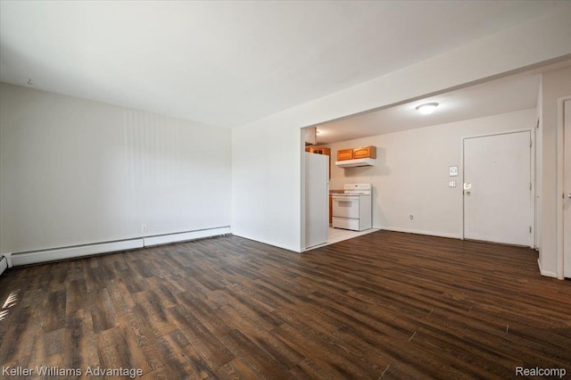 1565CHERBONEAU Cherboneau Pl Unit 52, Detroit, MI 48207 - unfurnished living room featuring wood finished floors and a baseboard radiator