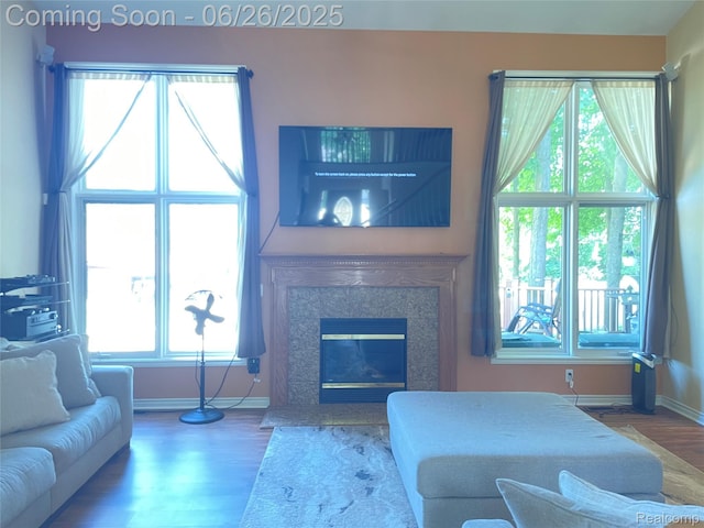 537 Bloomer Ridge Dr, Rochester, MI 48307 - living room featuring wood finished floors and a fireplace
