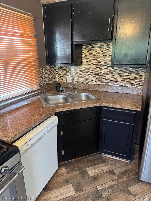 19461 Fenmore St, Redford, MI 48235 - kitchen with dishwasher, stainless steel electric stove, backsplash, and dark cabinetry