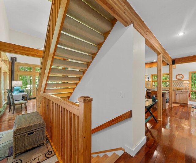 928 Curtis Rd, Quincy, MI 49082 - stairs with wood-type flooring, healthy amount of natural light, and recessed lighting