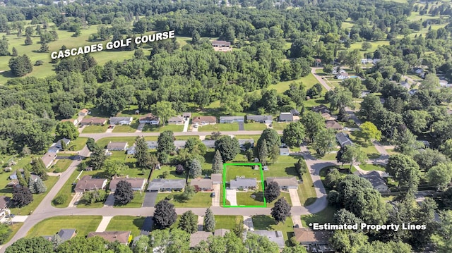 2606 S Saint Anthony St, Jackson, MI 49203 - aerial view of property's location featuring property parcel outlined and nearby suburban area
