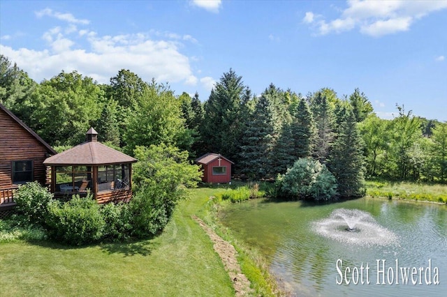 6311 142nd Ave, Holland, MI 49423 - water view with a gazebo and a heavily wooded area