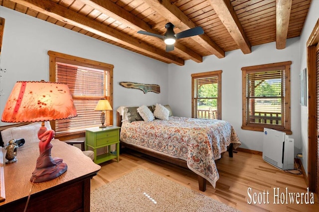 6311 142nd Ave, Holland, MI 49423 - bedroom with a wood ceiling with exposed beams and light wood finished floors