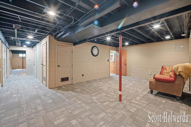 6311 142nd Ave, Holland, MI 49423 - basement featuring carpet and wood walls