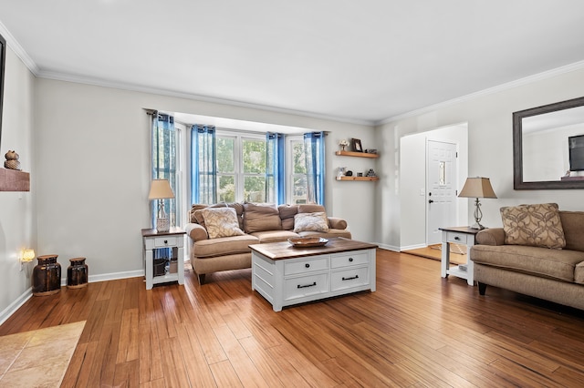 7154 Sandpiper St, Portage, MI 49024 - living area with crown molding and hardwood / wood-style flooring