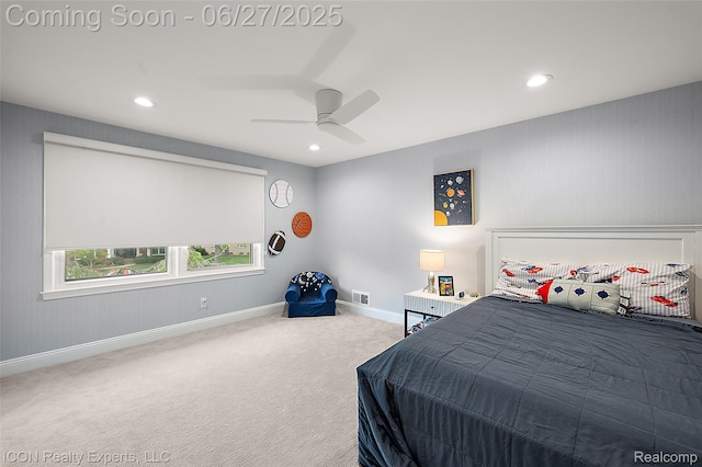 28440 Brooks Ln, Southfield, MI 48034 - carpeted bedroom with recessed lighting and ceiling fan