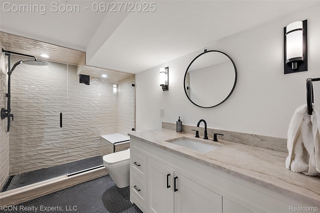 28440 Brooks Ln, Southfield, MI 48034 - bathroom with vanity, a stall shower, and tile patterned flooring