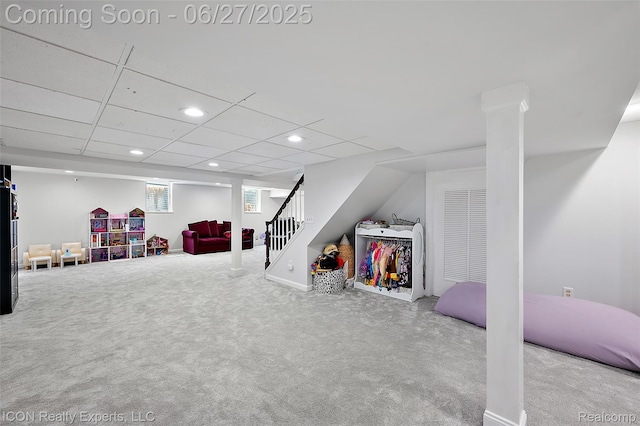 28440 Brooks Ln, Southfield, MI 48034 - game room with carpet and recessed lighting