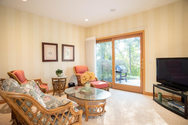 2865 E Vw Ave, Vicksburg, MI 49097 - sitting room with wallpapered walls and carpet flooring