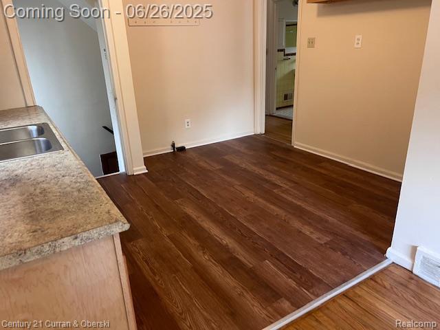 7548 Rockdale, Redford, MI 48239 - unfurnished dining area with dark wood-style floors