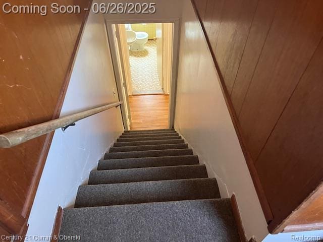 7548 Rockdale, Redford, MI 48239 - stairs with wood walls