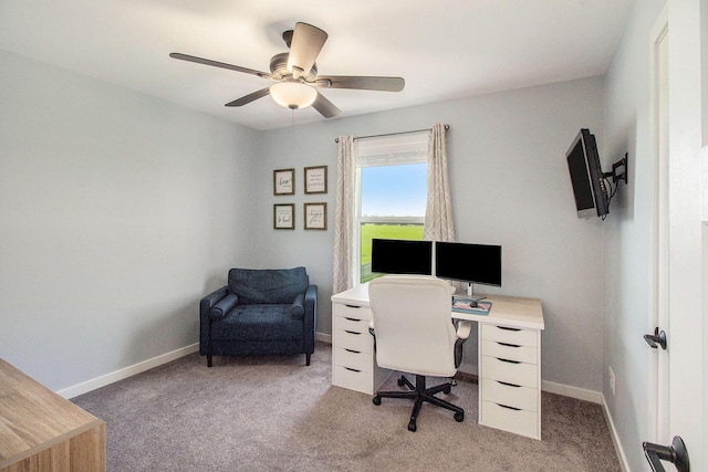 11539 Warrior Trl, Grass Lake, MI 49240 - carpeted office space featuring ceiling fan and baseboards