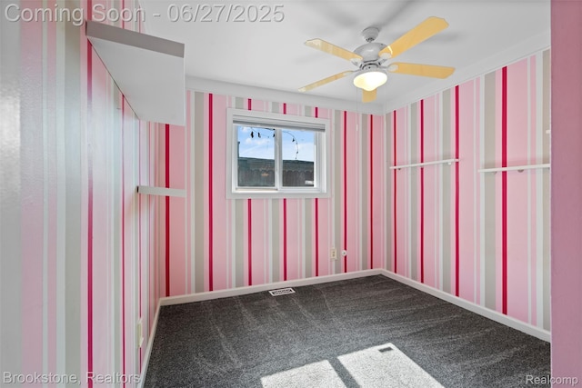 1293 Moulin Ave, Madison Heights, MI 48071 - empty room featuring ceiling fan, carpet floors, and wallpapered walls