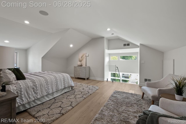 927 Ann St, Birmingham, MI 48009 - bedroom with wood finished floors, lofted ceiling, and recessed lighting