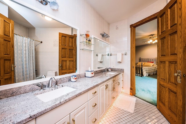 861 S 800 W, Indiana, IN 46341 - full bath featuring double vanity, tile patterned floors, and a ceiling fan