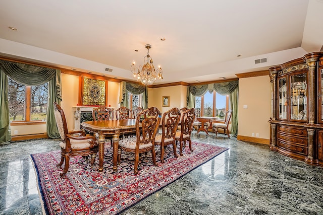 861 S 800 W, Indiana, IN 46341 - dining room featuring baseboards and a chandelier