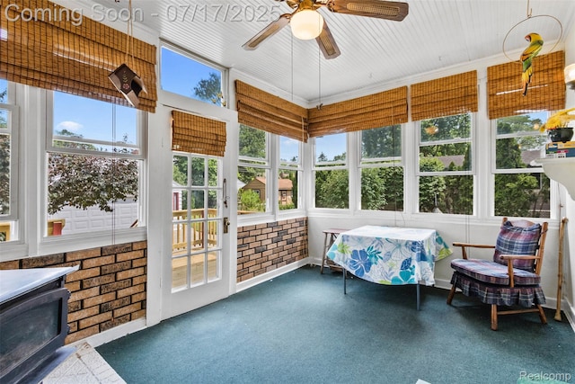 2006 N Connecticut Ave, Royal Oak, MI 48073 - sunroom / solarium with a ceiling fan and a wood stove