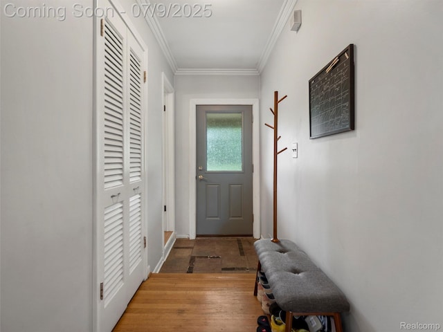 32000 Coronet Dr, Farmington, MI 48334 - doorway to outside featuring ornamental molding and baseboards