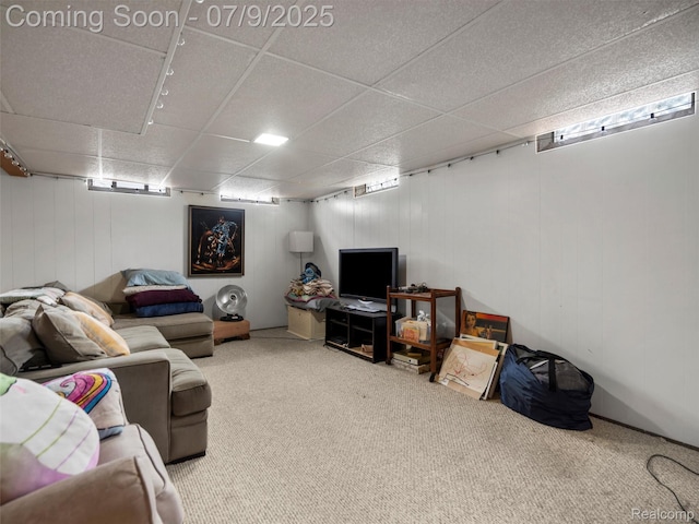32000 Coronet Dr, Farmington, MI 48334 - living room featuring carpet floors and a paneled ceiling