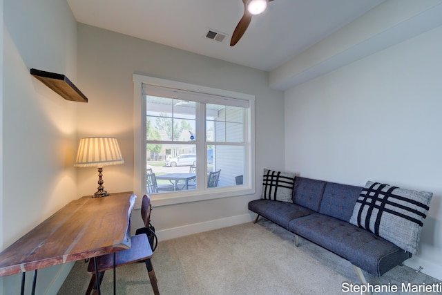 675 Terrace Point Dr, Muskegon, MI 49440 - carpeted office featuring a ceiling fan and baseboards