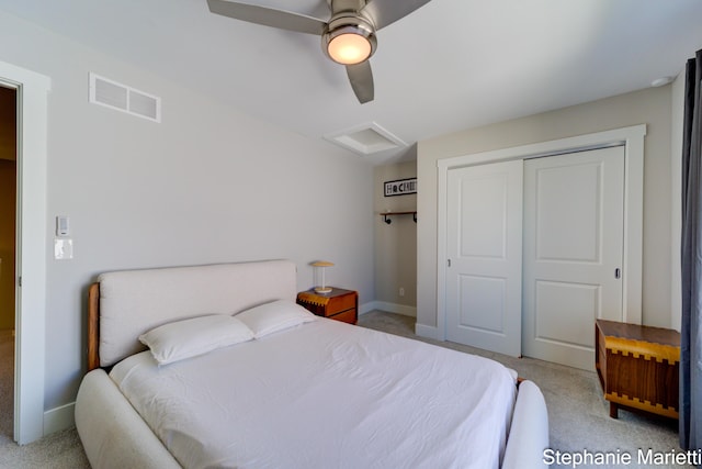 675 Terrace Point Dr, Muskegon, MI 49440 - carpeted bedroom with a closet and a ceiling fan