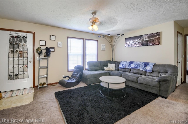 491 Harrison Dr, Davison, MI 48423 - carpeted living area featuring a textured ceiling