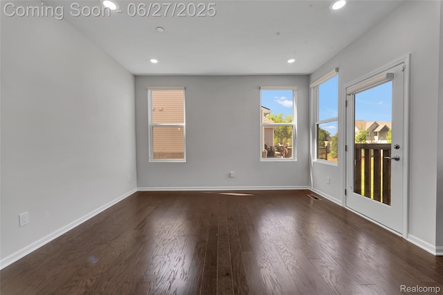 38731 Chasewood Ct, Farmington Hills, MI 48335 - empty room with dark wood-style flooring and recessed lighting