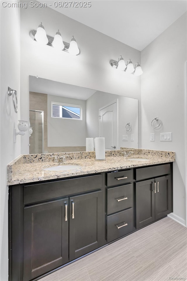 38731 Chasewood Ct, Farmington Hills, MI 48335 - full bath with double vanity and a stall shower