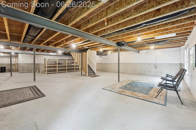 1065 Spring Trail Ct, Brighton, MI 48116 - unfinished basement featuring stairway