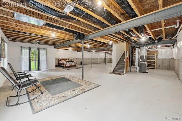 1065 Spring Trail Ct, Brighton, MI 48116 - basement with stairway and heating unit