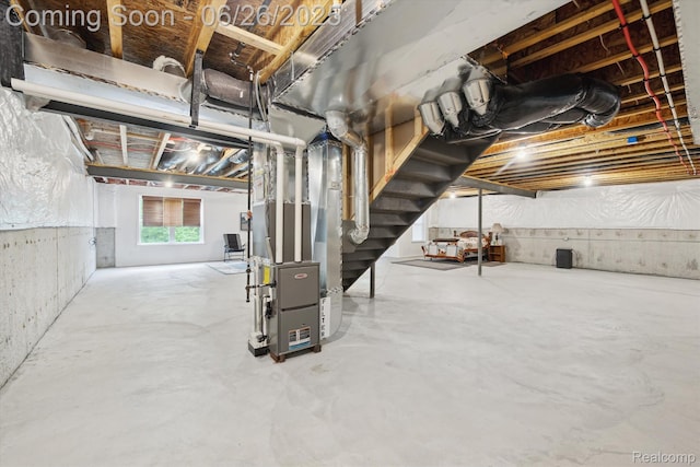 1065 Spring Trail Ct, Brighton, MI 48116 - basement with stairway and heating unit