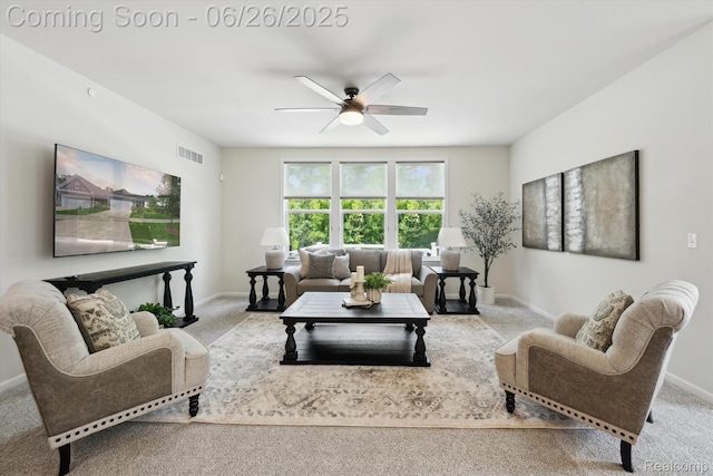 1065 Spring Trail Ct, Brighton, MI 48116 - living room featuring ceiling fan and carpet