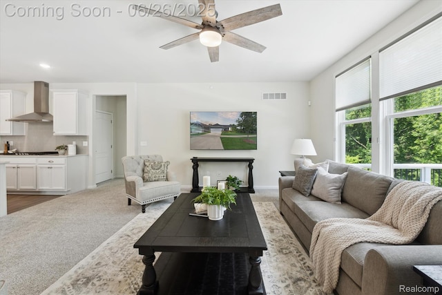 1065 Spring Trail Ct, Brighton, MI 48116 - carpeted living room with a ceiling fan