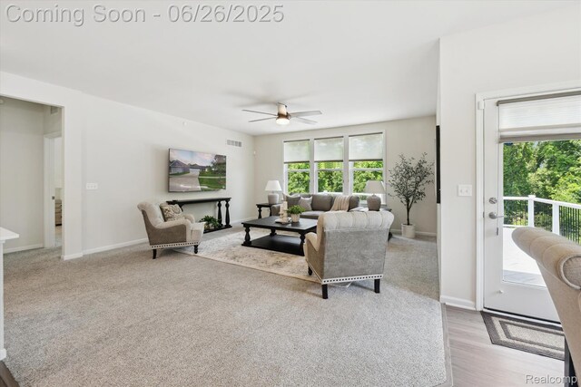 1065 Spring Trail Ct, Brighton, MI 48116 - living area featuring ceiling fan and baseboards