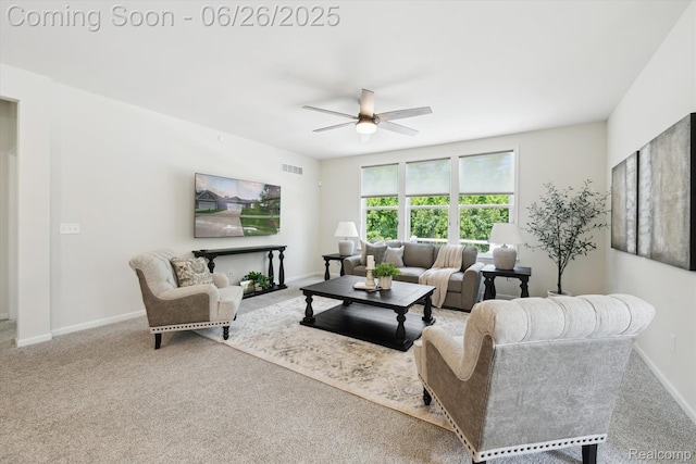 1065 Spring Trail Ct, Brighton, MI 48116 - living area featuring carpet flooring and ceiling fan
