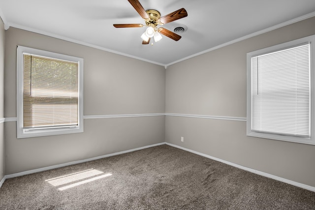 25294 Wiseman St, Roseville, MI 48066 - carpeted empty room with a ceiling fan and ornamental molding