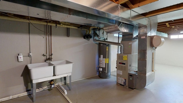7106 Partridge Dr, Flushing, MI 48433 - basement featuring gas water heater and heating unit