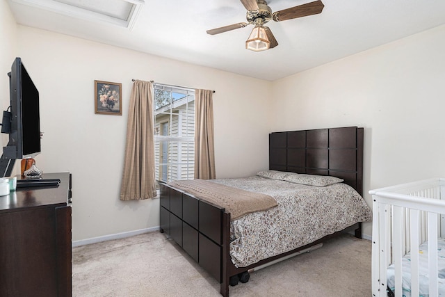 1449 Marquette St SW, Wyoming, MI 49509 - bedroom featuring light colored carpet, attic access, and ceiling fan