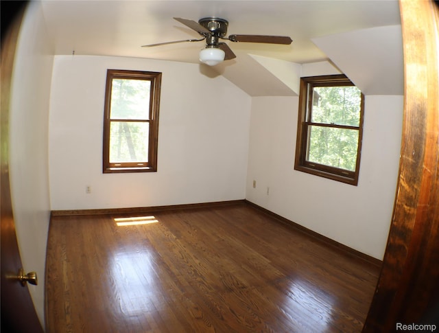 320 Nancy Bird Ln, Clarkston, MI 48371 - bonus room featuring plenty of natural light, wood finished floors, vaulted ceiling, and ceiling fan
